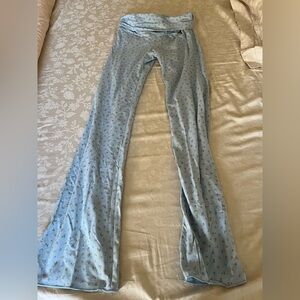 SKIMS cotton jersey foldover pants in powder blue micro floral